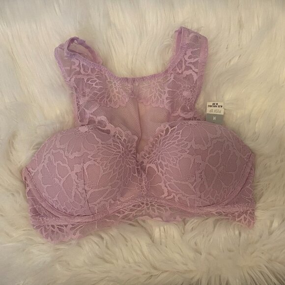 PINK Lavender Lace High Neck Bralette - Picture 1 of 3